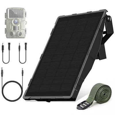 Trail Camera Solar Panel for Tactacam and Cellular&Wireless Hunting Camera | 12V Solar Battery Charger Kit with 5200mAh Rechargeable Battery, DC 1.7/2.1/1.35mm Cable, IP65 Waterproof Hunting Accessory