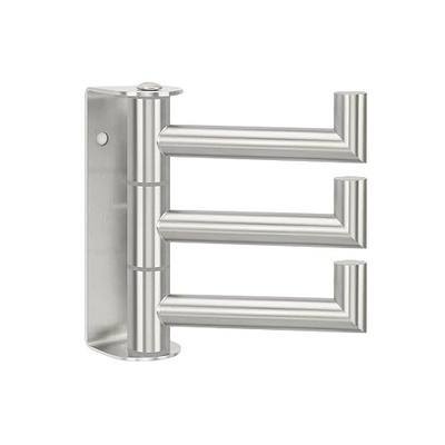 NearMoon Swivel Towel Hook 3 Arms, SUS304 Stainless Steel Foldable Robe and Coat Hook, Space Saving Wall Mounted Hanger for Bathroom, Kitchen, Shower (Brushed Nickel)