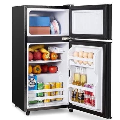 Cucina Magica 3.2 Cu.Ft Mini Fridge with Freezer, 7-Level Cooling, Energy Efficient Low Noise Small Refrigerator, Double Door Compact Fridge for Dorm, Bedroom, Office - Black