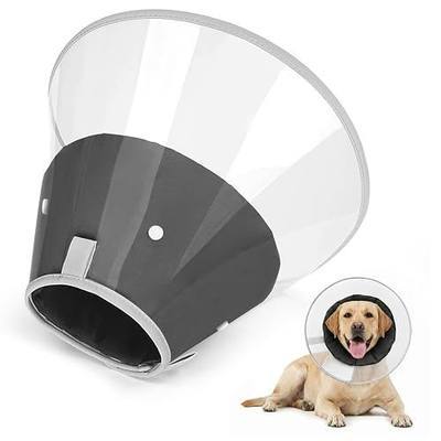 Dog Cone Collar to Stop Licking with Soft Detachable Liner, Comfortable Elizabeth Recovery Collar for Large Medium Dogs After Surgery, Pet Neck Head Cone Alternative, L, Black