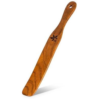 Spurtle for Sourdough Starter, Danish Dough Whisk and Jar Spatula, Solid Teak Wood for Mixing, Scraping Jars and Bread Making Tools, Wooden Kitchen Utensils for Non-Stick Cookware (2) (1 Pcs spurtle)