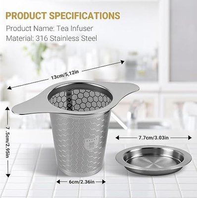 316 Stainless Steel Tea Infuser with Ultra-Fine Mesh – Food Grade Tea Strainer & Tea Steeper for Loose Leaf Tea, Durable and Rustproof