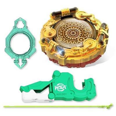 INFINITY NADO S7 Battle Toys Spinning Tops with Rack Launcher for Kids | Defense Type Metal Battle Set Toys for Kids, Battle Top Toys for 5 6 7 8 9 10 11 12 Year Old Boys, Inferon Shield, golden