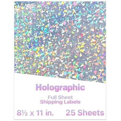 STARLIBOO 25 Sheets Holographic Sticker Paper, Diamond Pattern Printable Vinyl for Inkjet & Laser Printer, Broken Glass Effect, Waterproof, Dries Quickly (8.5" x 11")