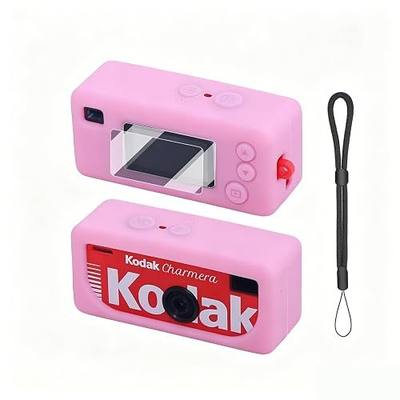 Case for Kodak Charmera Keychain Digital Camera, Soft Silicone Protective Case with Screen Protector and Wrist Strap Accessories for Kodak Blind Box Mini Camera, Anti-Scratch - Pink