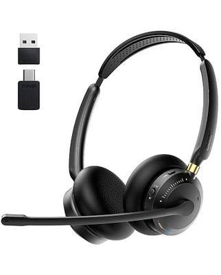 Wireless Headset with Mic for Work,Bluetooth Headset for Calls & Meetings | Bluetooth 5.3 & USB Dongle for Laptop, PC, iPhone & Android, Office & Call Center Headset for Remote Hybrid Worker