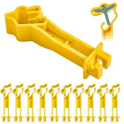 10PCS Reversed Extender Insulator Snap Fit T Post Insulators for Electric Fence Wire for Yard Agricultural Ranchers Farm Fence Yellow