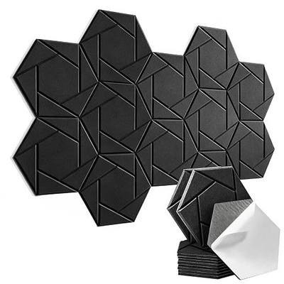 Waister 12 Pack Hexagon Acoustic Panels 12" X 10" X 0.38" | 3D Wall Panels DIY splicable acoustic panels for stylish decor self-adhesive High Density Sound Proof Foam Panels for Walls