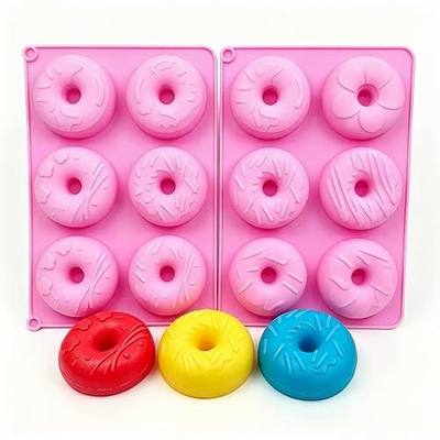 2 Pack Donut Silicone Baking Mold,Silicone Donut Mold for 6 Doughnuts,Non-Stick, Dishwasher Safe,Handmade Soap Making Bath Bombs Lotion Bar Candle (Donut mold)