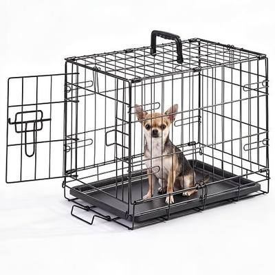 Dog Crate - 18 Inch Small Single Door Portable Puppy Dog Cage, Metal Wire Pet Kennel with Secure Lock, Leak-Proof Pan Tray, Foldable Design for Small Dogs Indoor Training and Outdoor Travel