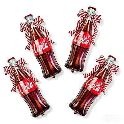 PageebO 4pcs Soda Bottle Foil Balloons Non-Floating for Soda Bar Birthday | Retro Soda Bottle with Bow Foil Balloons for Shes Ready to Pop Baby Shower Decorations