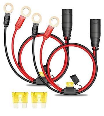 2 Pack M10 (3/8in) Eyelet Battery Charger Harness with 20A Fuse | GC008 X-Connect Battery Charger CablesReplacement NOCO Battery Connector Smart Batteries Trickle Charger Cable