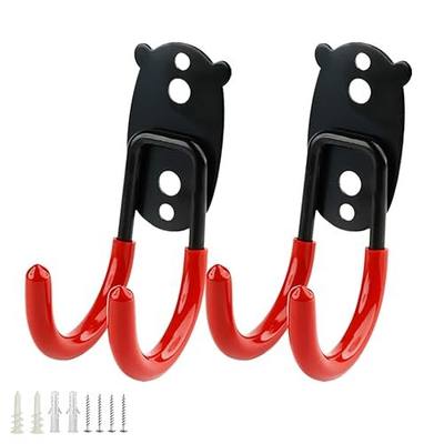 Garage Hooks Heavy Duty, Small Hooks Wall Mount, Anti-Slip PVC Coated Steel Utility Storage Organizer for Hanging Ladders, Bikes, Garden Tools and Hoses 2 Packs