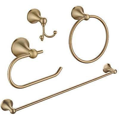4 Piece Gold Bathroom Hardware Set - Brushed Gold Bathroom Accessories, 23.6 Inch Towel Bar | Towel Hook | Toilet Paper Holder | Hand Towel Holder (Champagne Bronze)