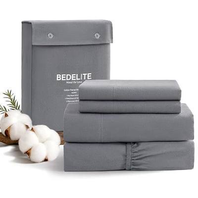 BEDELITE 100% Cotton Flannel Sheets Queen Size, Dark Grey, 4 Pieces | Ultra Soft Warm Velvety, Double Brushed Flannel Bed Sheet, 16" Deep Pocket, Queen Sheet Set with 360° Elastic & Corner Straps