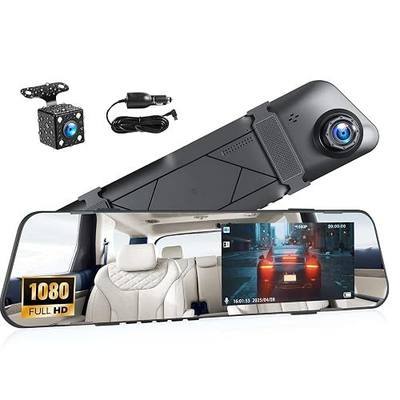 4.5 Inch Mirror Dash Cam Front and Rear, 1080P Rear View Mirror Backup Camera for Cars, Dual Lens Dashcam Mirror with Loop Recording, 150° Wide Angle, Parking Assistance, Night Vision