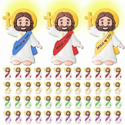 300 Pcs Cross Little Jesus Figures Easter Religious Cross Jesus Toys, Mini Jesus Figurines in Bulk, Easter Jesus Loves You Christ Toys, School Religious Party Favors Gift for Easter Egg Stuffers