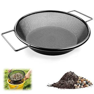 Mulctun 2mm Soil Sifter with Handles,Heavy Duty Dirt Sifter for Gardening | Stainless Rock Compost Gravel Sifter for 5 Gallon Bucket,Garden Sieve for Sawdust,Vermicompost Rustproof & Easy Clean(Black)
