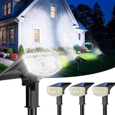 Solar Spot Lights Outdoor Waterproof IP65, 100 LED Solar Lights Outdoor | Super Bright Solar Spotlights 6500K&2 Lighting Modes , 2-in-1 Ground Spike & Wall Mount Solar Landscape Spotlights for Yard