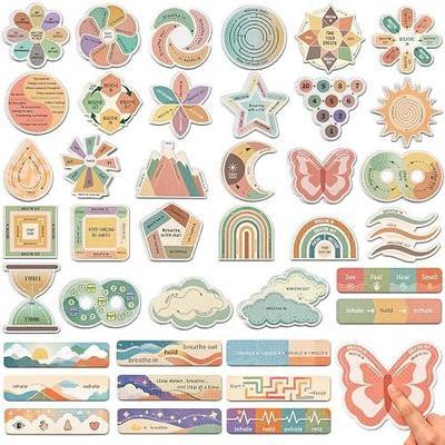 Sensory Stickers Bulk, 150 Pcs Textured Sensory Strips and Fidget Strips with Cute Mindfulness Designs, 2 Tactile Surfaces, Storage Box for Classroom Desks, Office, Adults