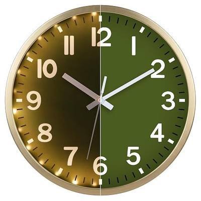 JoFomp Green Wall Clocks Battery Operated Night Glow, 8 Inch Sound Control Glow in The Dark Wall Clocks for Living Room Decor, Silent LED Wall Clock for Bedroom, Lighted Wall Clock Modern for Kitchen