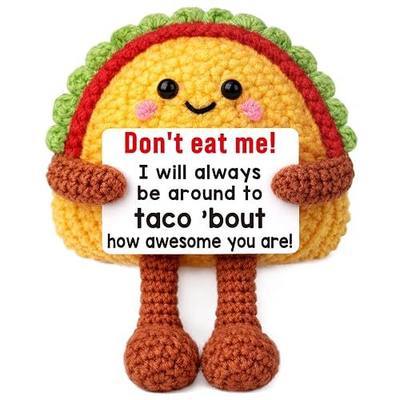 Mini Positive Crochet Taco Birthday Gifts for Women Sister Friend Coworker | Back to School Gifts for Teacher Daughter Son Fall Decoration for Home Inspirational Support Self Care Gift Desk Decor