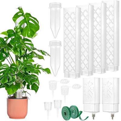9 Inch Stackable D Shaped Moss Pole Watering Dripper - 4 Pcs Plastic Moss Poles for Climbing Plants, Self Watering Moss Pole Monstera Plant Support, Indoor Plant Poles for Potted Plants