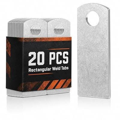 20 PCS Rectangle Weld Tabs, 2/5" Hole, 1/8" Thick – Flat Steel Welding Tabs for Light Mount & Tie-Down Brackets