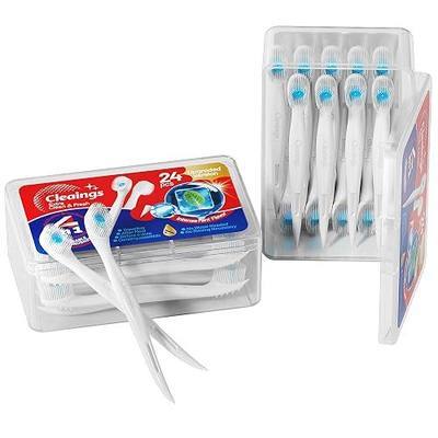 cleaings® 48 Count (2 Boxes of 24) Mini Brushes - Disposable Toothbrushes with Toothpaste and Toothpick, Work or Travel Essentials-48 Pcs Intense Mint Flavor