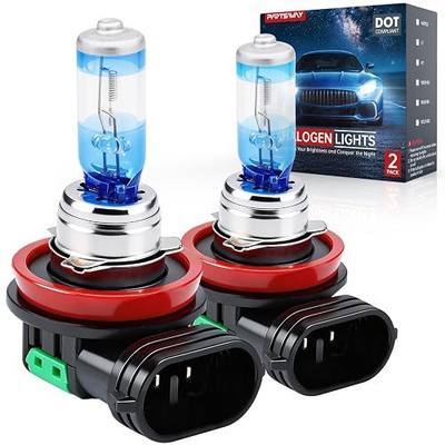 H11 Halogen Headlight Bulb, 4000K Warm White, OEM Replacement, 2 Pack | 12V 55W Low Beam, Vacuum Precision Optical Blue Film Technology, Up to 300% Brighter, Road Legal, Plug and Play, No Glare