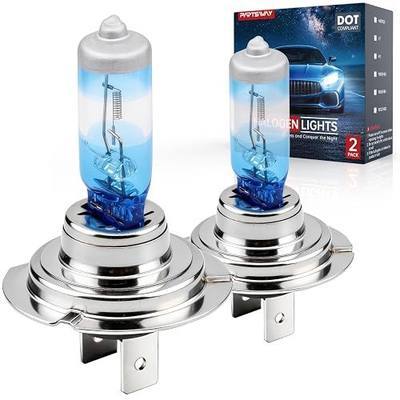 H7 Halogen Headlight Bulb, 4000K Warm White, OEM Replacement, 2 Pack | 12V 55W High/Low Beam, Vacuum Precision Optical Blue Film Technology, Up to 300% Brighter, Road Legal, Plug and Play