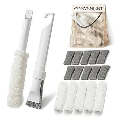 Home Detail Cleaning Kit, Crevice Cleaning Brush, 5-in-1 Detail Duster, Replacement Pads, Microfiber Sleeves and Storage Bag for Window Tracks, Air Vents, Kitchen and Bathroom