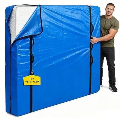 Mattress Bag for Moving & Storage with Reinforced Handles and Strong Zipper, Heavy Duty Waterproof Mattress Cover, Reusable Mattress Protector for Full