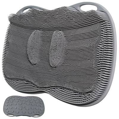 XL Silicone Shower Foot Scrubber Mat with Suction Cups, Foot Washer for Shower, Foot and Back Scrubber for Smooth Shower Wall or Floor, Grey, 17.32 x 12.99 in