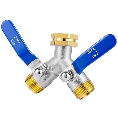 EJW Hose Splitter 2 Way, Garden Hose Splitters, Heavy Duty Faucet Splitter,Rv Brass Water Hose Y Splitter, Double Hose Connector, Spigot Splitter, Two Way Hose Manifold Valve 3/4 Inch GHT Thread.