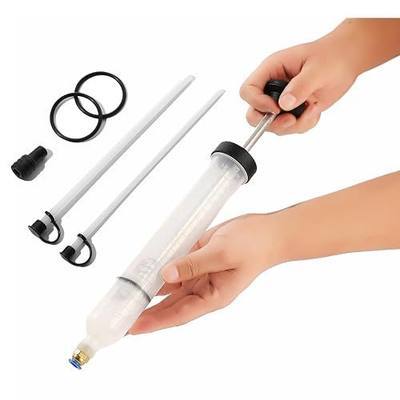 Fluid Extractor & Manual Automotive Fluid Extractor Pump Oil Syringe | with Suction Hose and Extension Tubes for Efficient Oil Change, Fuel Transfer Fluid Syringe (200ml)