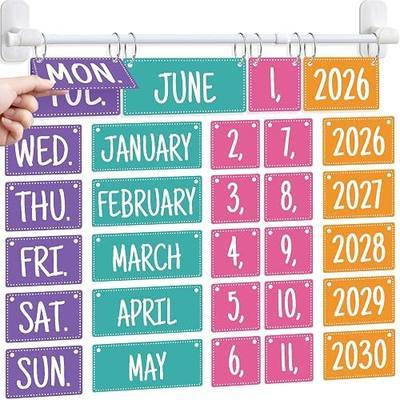 Magnetic Flip Calendar for Classroom, Flip Calendar Bulletin Board Set with Adjustable Holder for Home Doecr School Classroom Supplies