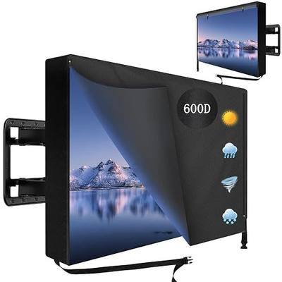 Outdoor TV Cover 60 to 65 inch Waterproof,600D Heavy Duty Full Protection TV Covers with Front Zipper for Outside Flat Screen TV,Black,Cover Size 58"W x 37"H x 5"D,Fit for Standard Mounts and Stands