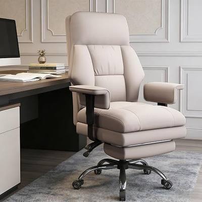 Executive Office Chair with Wheels PU Leather Ergonomic Desk Chairs with Foot Rest High Back Computer Gaming Chairs for Home Office