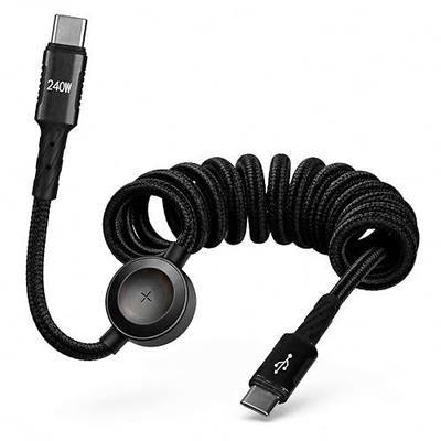 2 in 1 240W Coiled USB C Cable for Apple Watch Charger 5.9FT, USB C Charger Cable for Car Type C Fast Charging Cable for iPhone 17/16/15/Plus/Pro/Pro Max/Sam Galaxy S23