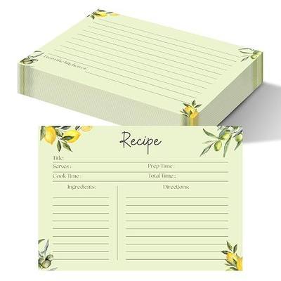 50 Pack Recipe Cards, 4x6 Double Sided Writable Recipe Cards for Bridal Shower Housewarming Kitchen Gifts, Lemon Greenery Blank RecipeCards for Recipe Box and Family Recipes