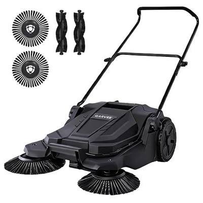 Garvee Walk-Behind Hand Push Floor Sweeper, 25.6 in Sweeping Width Manual Non-Electric, 5-Gallon Waste Container, Adjustable Folding Handle for Garage, Workshop, Driveway, Patio | Manual Non-Electric, 5-Gallon Waste Container, Adjustable Folding Handle for Garage, Workshop, Driveway, Patio