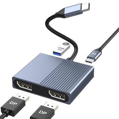 USB C to Dual DisplayPort Adapter with USB3.0/PD, 4K@60Hz Supports SST/MST | DisplayPort Splitter for Dual Monitors Extended Display, USB C to Display Port Adapter, Displayport MST Hub for Dell/HP/Mac