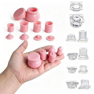 5 Sets Mini Jar Resin Molds, Miniature Pudding Jar Resin Molds with Lid, Tiny Container Silicone Molds for DIY Resin Casting, DIY Jewelry, Dollhouse Miniatures, Fairy Garden Decor (5 Set)