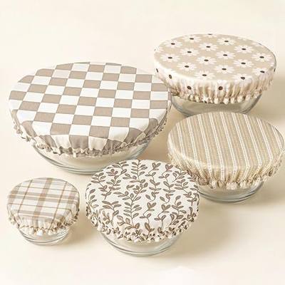 Reusable Cotton Sourdough Bowl Covers (Set of 5, 4"-12") - Breathable Bread Baking Accessories for Proofing & Food Storage, Eco-Friendly Elastic Fabric Covers for Sourdough Lovers