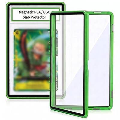 Magnetic PSA/CGC Slab Protector, UV Blocking Tempered Glass Aluminum Graded Card Case for 35PT PSA CGC CSG AGS, Metal Bumper Display Guard with 9-Point Lock & Clear View (Light Green)
