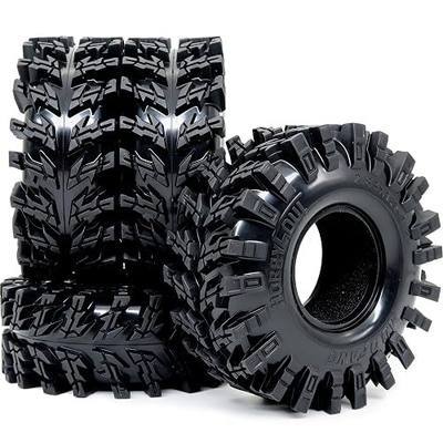 HOBBYSOUL MUDFANG 1.3" 72mm RC Crawler Tires 4-Pack Fits TRX4M SCX24 | Super soft sticky tires for mud & rock climbing,foam inserts,upgrade for 1/18 TRX4M High Trail & 1/24 micro RC crawler