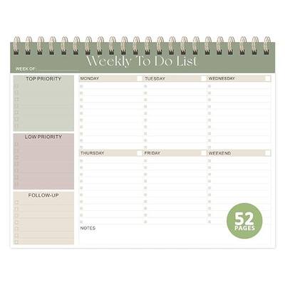 Weekly To Do List Notepad, 52 Undated Sheets (8.5"×11"), Undated Weekly Planner for Women & Men, Desk Accessories and Supplies for Office, Home, and School