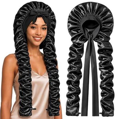 Double Layer Slik Like Satin Bonnet, 33-43" XL Bonnet for Braids Long Hair | Samurai Wrap Sleeping Cap Heatless Curl Bonnet for Long Hair, Braids, Locs, Dreadlocks, Boho