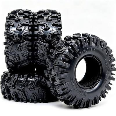 HOBBYSOUL MUDSTOMPER 72mm RC Crawler 1.3 Tires 4-Pack Fits TRX4M SCX24 | soft sticky tire for mud & rock off-road climbing,foam inserts,upgrade for 1/18 TRX4M High Trail & 1/24 micro crawlers